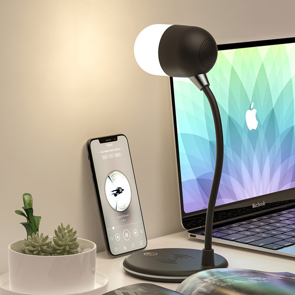Desk Lamp with Wireless Charger and Bluetooth Speaker
